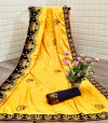 Sana silk saree with velvet border and embroidered work
