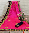 Sana silk saree with velvet border and embroidered work