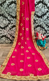 Chiffon two tone silk saree with embroidered work
