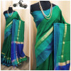 Green color raw silk saree with  weaving pallu