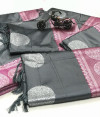 Gray color lichi silk jacquard weaving saree