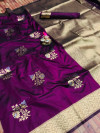 Wine color kanchipuram silk handloom saree with zari woven work