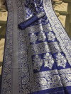 Soft banarasi silk saree silver zari weaving rich pallu
