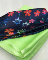 Moss chiffon saree with digital printed blouse
