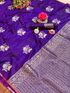 Royal blue color soft banarasi silk saree with woven work