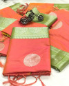 Peach color lichi silk jacquard weaving saree