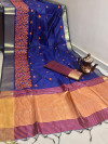 Crystal silk saree with embroidered work zari woven border and pallu