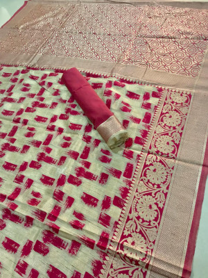 Ghicha tussar silk saree with zari woven rich pallu