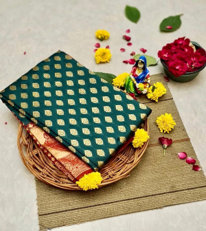 Soft silk saree with golden zari work