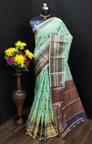 Soft banarasi silk saree with golden zari work