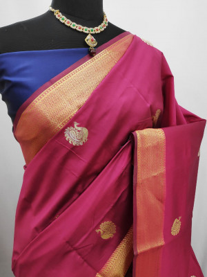 Pink color Paithani silk zari work saree