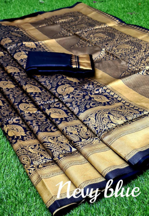 Soft banarasi silk saree with rich pallu