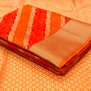 Orange color soft banarasi patola silk saree