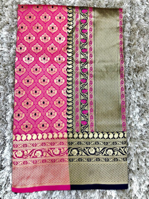 Pure lichi soft silk saree with zari weaving rich pallu