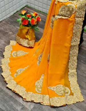 Soft two tone silk saree with woven work
