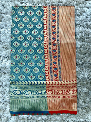 Pure lichi soft silk saree with zari weaving rich pallu