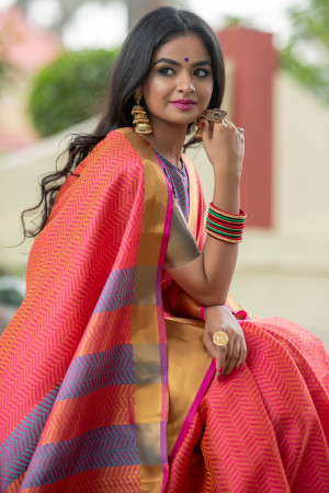 Soft art silk weaving saree with zari woven work