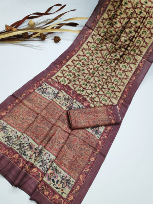 Soft silk saree with embroidered work