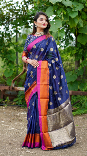 Soft cotton silk saree with jacquard weaving butta