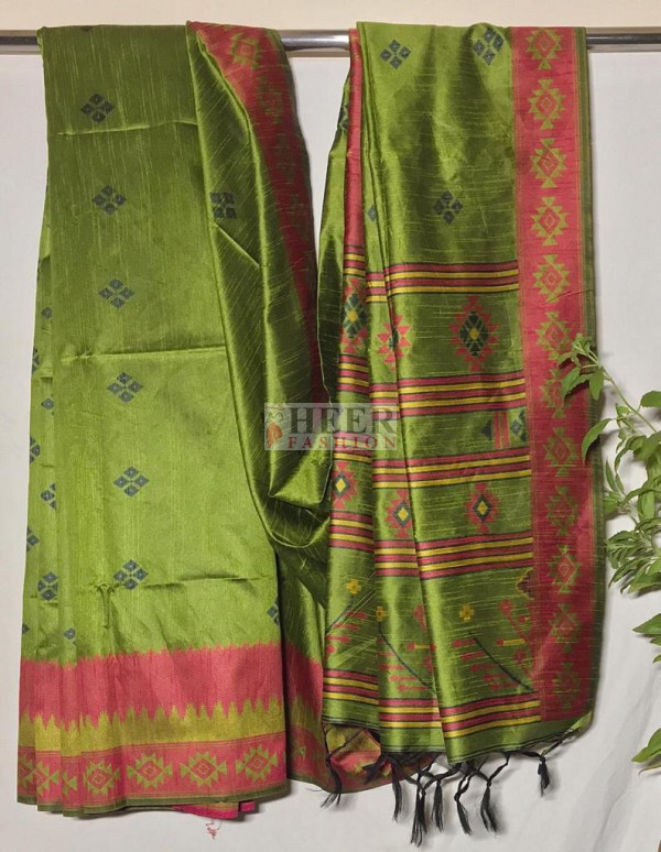 Handloom raw silk weaving saree