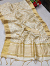 Cream color assam silk saree with bandhani print