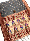 Gray color soft kanchipuram silk saree with zari weaving work