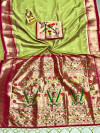 Mehndi green color paithani silk saree with weaving work