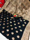 Black color soft banarasi silk saree with weaving work
