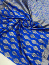 Royal blue color soft banarasi silk saree with zari weaving work