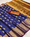 Purple color soft banarasi silk saree with golden zari work