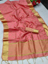 Pink color assam silk saree with bandhani print