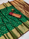Green color soft banarasi silk saree with golden zari weaving work