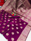 Magenta color soft banarasi silk saree with weaving work