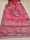 Gajari color khicha silk saree with zari weaving work