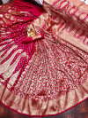 Rani pink color soft banarasi silk saree with golden zari weaving design