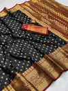 Black color soft banarasi silk saree with zari woven rich pallu and border