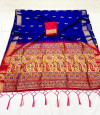 Blue color soft silk saree with weaving work