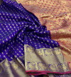 Royal blue color banarasi silk saree with gold zari weaving work