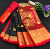 Black color soft cotton silk saree with rich pallu