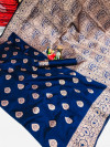 Navy blue color soft banarasi silk saree with weaving work