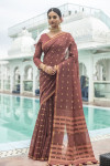 Magenta color sambalpuri cotton saree with zari border