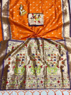 Orange color paithani silk saree with weaving work