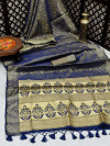 Navy blue color soft banarasi silk saree with woven work