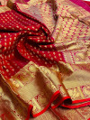 Red color banarasi silk saree with gold zari weaving work