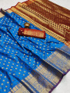 Firoji color soft banarasi silk saree with zari woven rich pallu and border