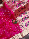 Pink color paithani silk saree with weaving work