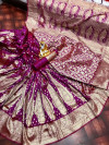 Magenta color soft banarasi silk saree with golden zari weaving design
