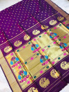 Magenta color soft kanchipuram silk saree with golden zari weaving work