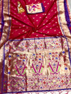 Dark pink color paithani silk saree with weaving work