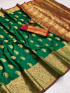 Green color soft banarasi silk saree with golden zari work